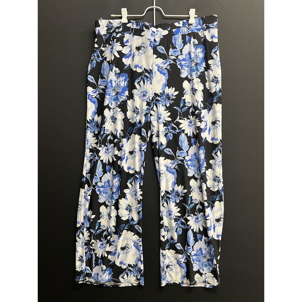 Women's Floral stretch Pants Tropical Printed blue white sz‎ XL
